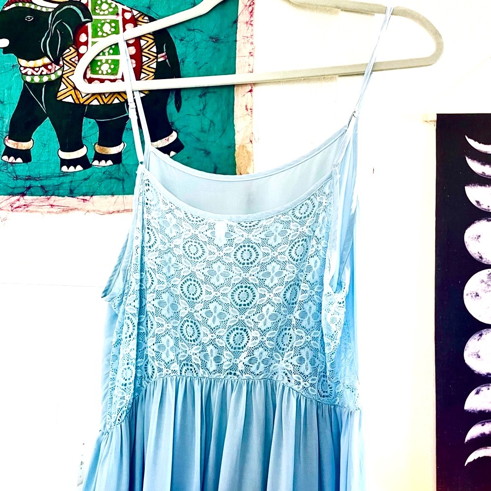 Light Blue Lace Maxi Dress - Picture 3 of 6